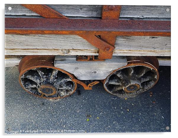 Antique Train Trailer Wheels Acrylic by Patti Barrett