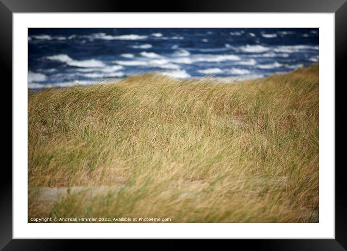 Beach grass, dune and sea waves Framed Mounted Print by Andreas Himmler