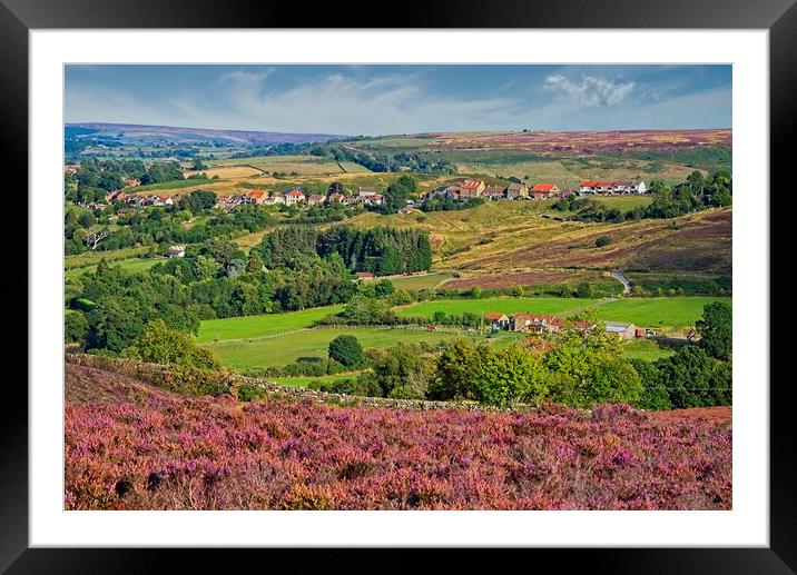 Castleton Village in Heather, Yorkshire Moors Framed Mounted Print by Martyn Arnold