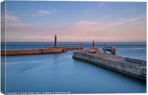 Whitby Harbour Sunrise Canvas Print by Sarah Smith