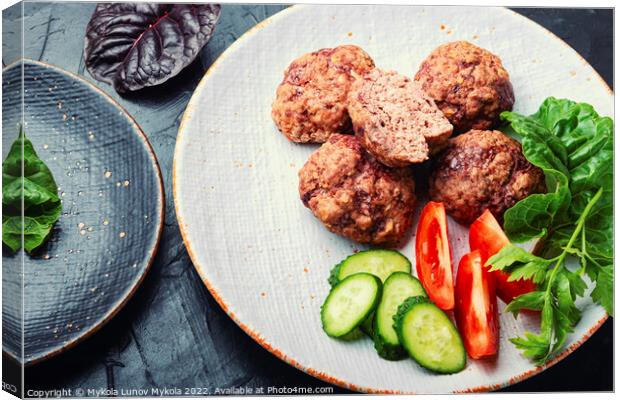 Homemade steamed meatballs Canvas Print by Mykola Lunov Mykola