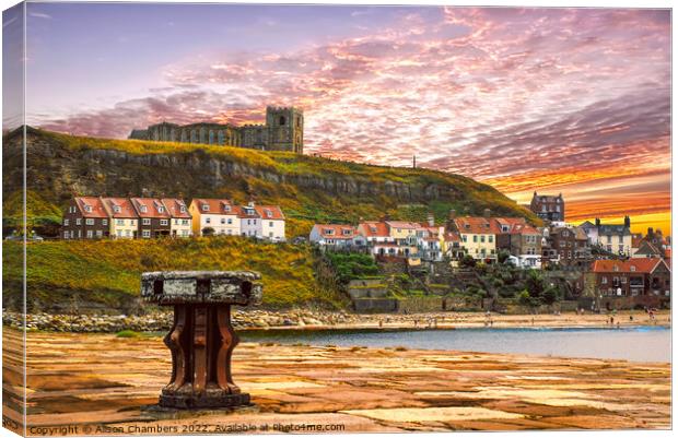 Whitby Harbour From East Pier Canvas Print by Alison Chambers