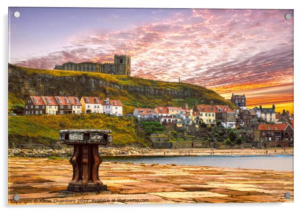Whitby Harbour From East Pier Acrylic by Alison Chambers