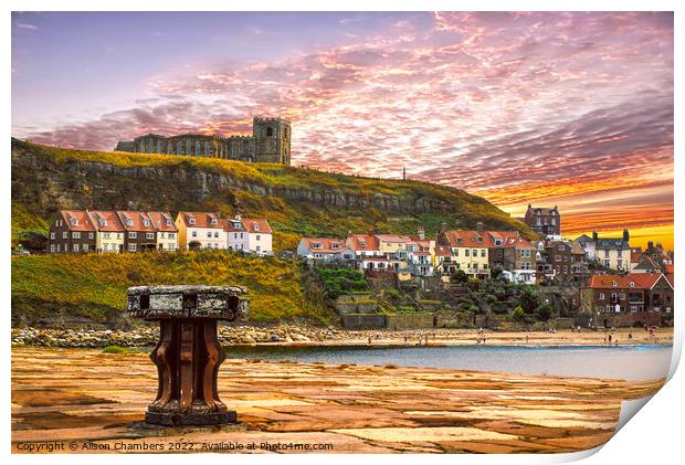 Whitby Harbour From East Pier Print by Alison Chambers