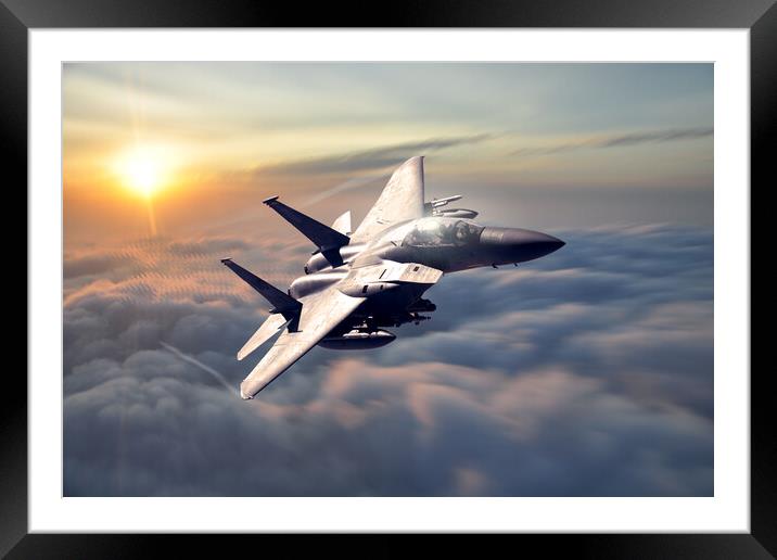 F-15 Strike Eagle 366th FIghter Wing Framed Mounted Print by J Biggadike