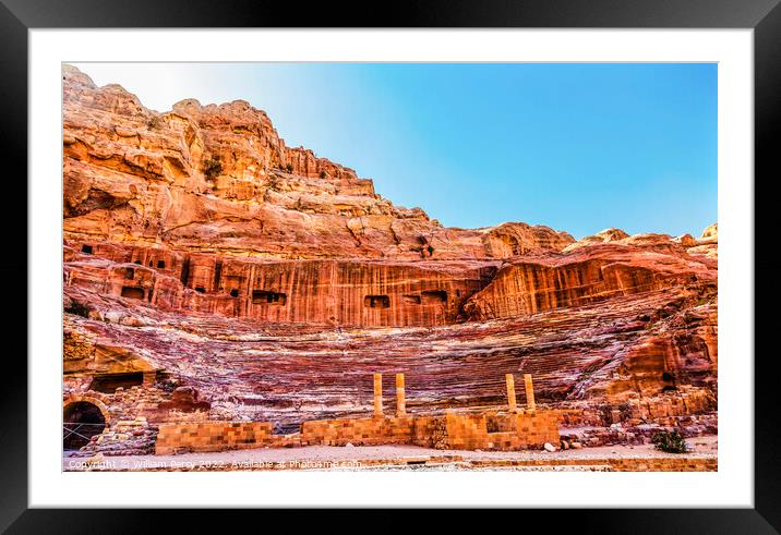 Red Carved Amphitheater Theatre Siq Petra Jordan  Framed Mounted Print by William Perry