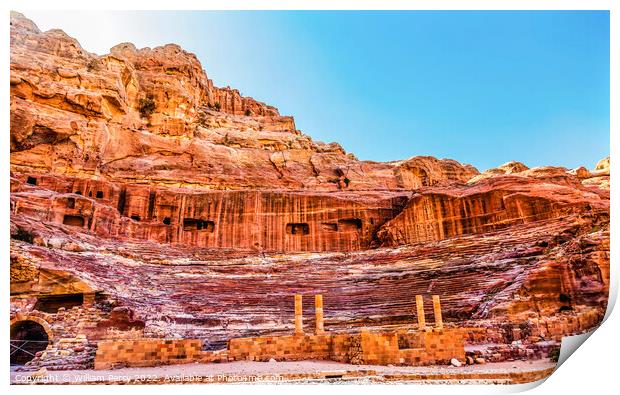 Red Carved Amphitheater Theatre Siq Petra Jordan  Print by William Perry