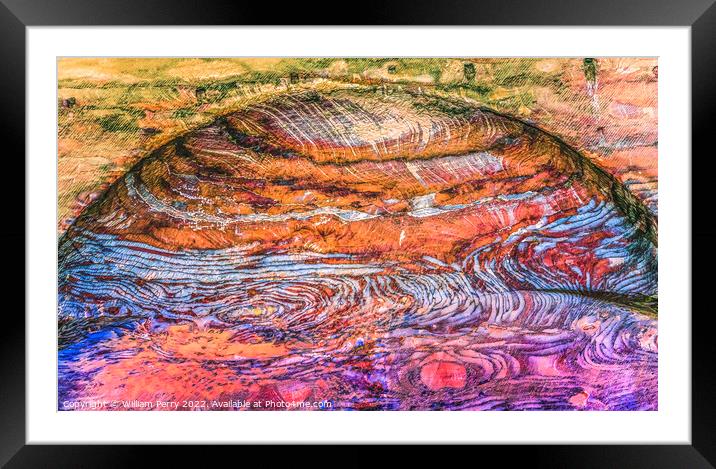 Rose Red Rock Abstract Royal Tomb Arch Petra Jordan  Framed Mounted Print by William Perry