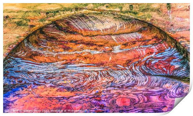 Rose Red Rock Abstract Royal Tomb Arch Petra Jordan  Print by William Perry