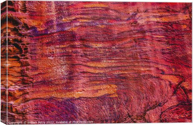 Rose Red Rock Tomb Abstract Street of Facades Petra Jordan  Canvas Print by William Perry