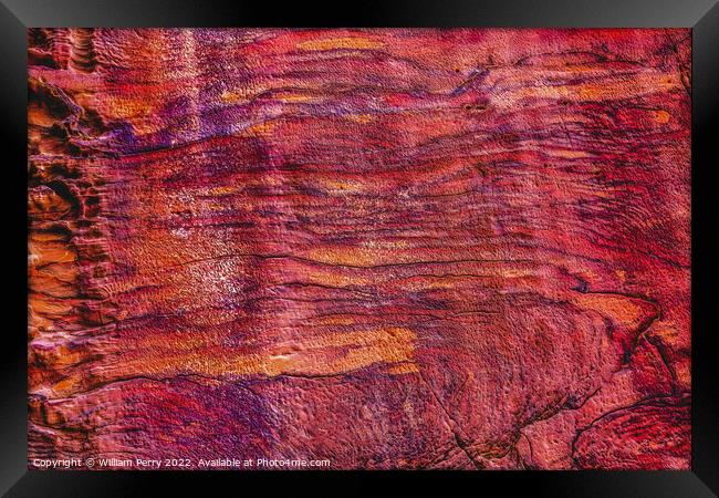 Rose Red Rock Tomb Abstract Street of Facades Petra Jordan  Framed Print by William Perry