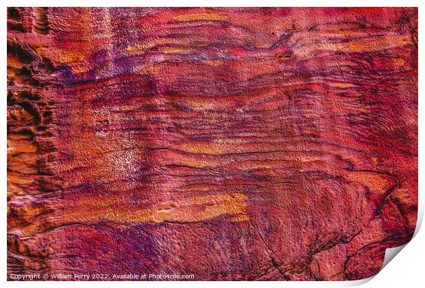 Rose Red Rock Tomb Abstract Street of Facades Petra Jordan  Print by William Perry