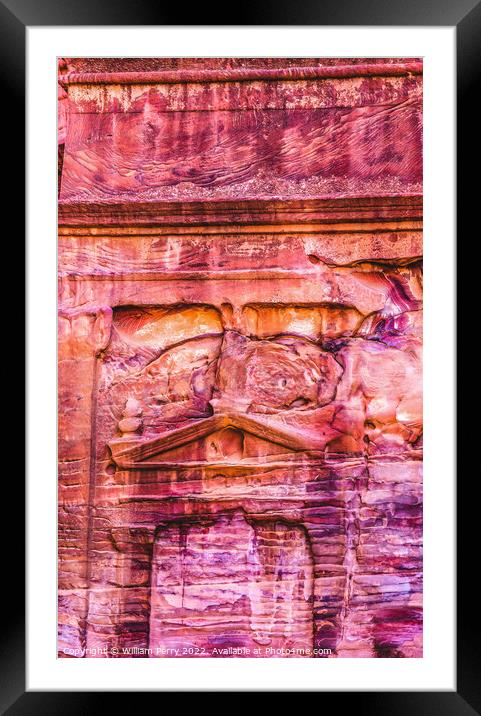 Rose Red Rock Tomb Street of Facades Petra Jordan  Framed Mounted Print by William Perry