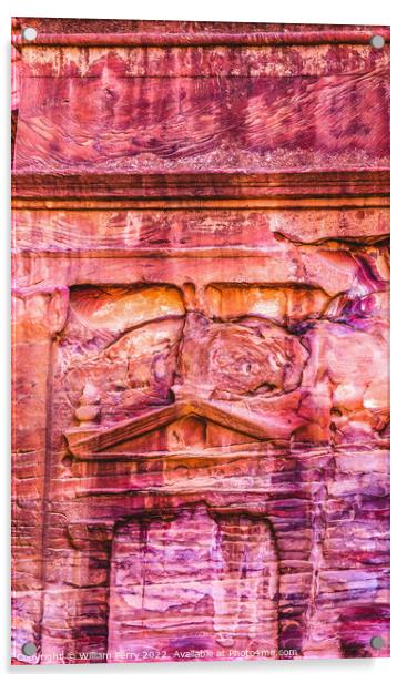 Rose Red Rock Tomb Street of Facades Petra Jordan  Acrylic by William Perry