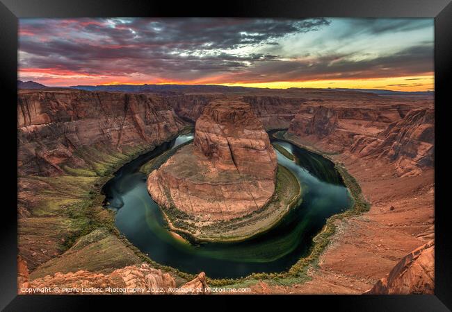 Horseshoe Bend Sunset Framed Print by Pierre Leclerc Photography