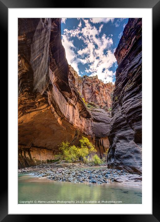 Walking in the Virgin river of Zion Framed Mounted Print by Pierre Leclerc Photography