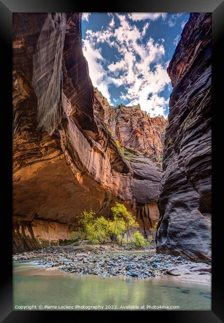 Walking in the Virgin river of Zion Framed Print by Pierre Leclerc Photography