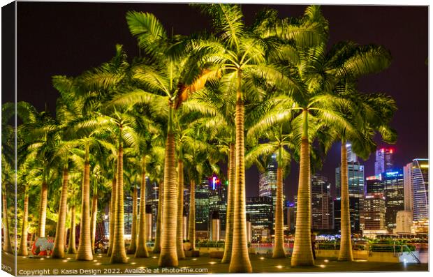 Palm Trees in Marina Bay, Singapore Canvas Print by Kasia Design