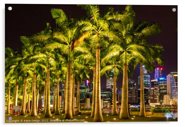 Palm Trees in Marina Bay, Singapore Acrylic by Kasia Design