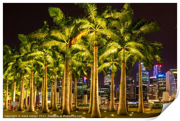 Palm Trees in Marina Bay, Singapore Print by Kasia Design
