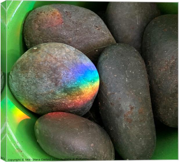 Natural Prism of light on river washed pebbles. Canvas Print by DEE- Diana Cosford