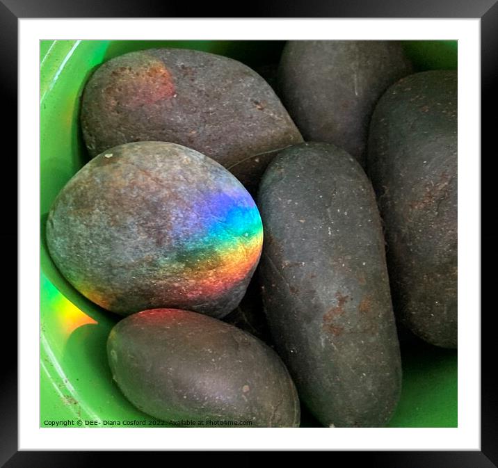 Natural Prism of light on river washed pebbles. Framed Mounted Print by DEE- Diana Cosford