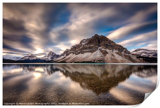 Dramatic Sky and Reflection of Mount Crowfoot at Bow Lake Print by Pierre Leclerc Photography