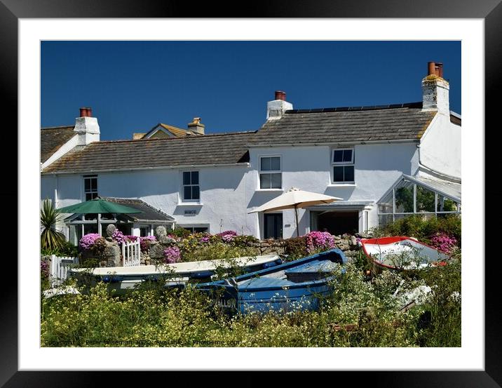 Cottages near Porthcressa, Hugh Town, St. Mary's, Isles of Scilly. Framed Mounted Print by Peter Wiseman