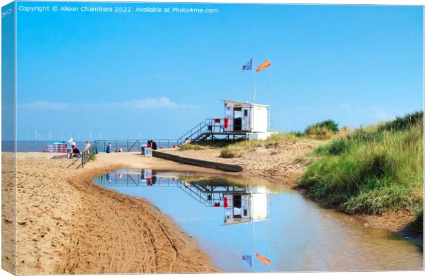 Skegness Beach Lifeguard Station  Canvas Print by Alison Chambers
