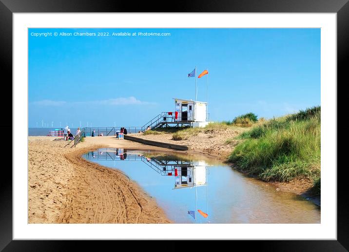 Skegness Beach Lifeguard Station  Framed Mounted Print by Alison Chambers