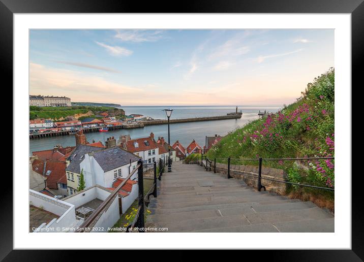 Whitby Steps Sunrise Framed Mounted Print by Sarah Smith