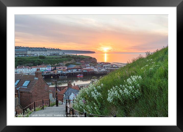 Whitby 199 Steps Sunset Framed Mounted Print by Sarah Smith