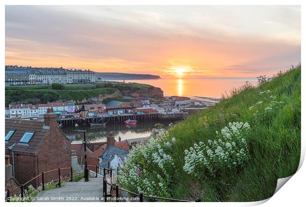 Whitby 199 Steps Sunset Print by Sarah Smith