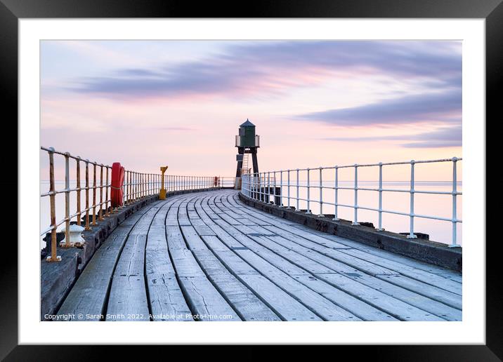 Whitby West Pier Sunrise Framed Mounted Print by Sarah Smith
