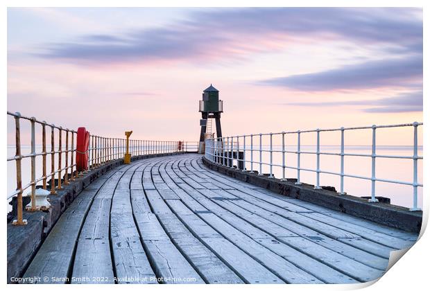 Whitby West Pier Sunrise Print by Sarah Smith