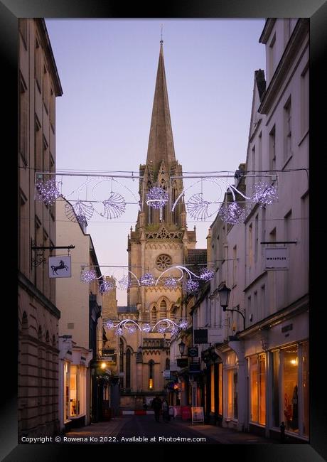 Christmas lights at Green Street, Bath Framed Print by Rowena Ko