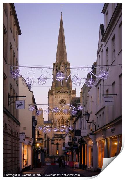 Christmas lights at Green Street, Bath Print by Rowena Ko