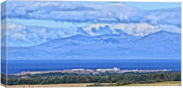View over Troon to Arran (abstract) Canvas Print by Allan Durward Photography