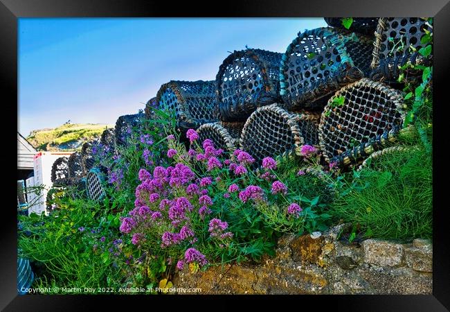 Lulworth Cove Lobster Creels  Framed Print by Martin Day