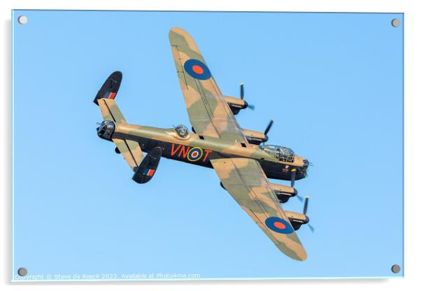 Avro Lancaster of BBMF banks round for a landing. Acrylic by Steve de Roeck