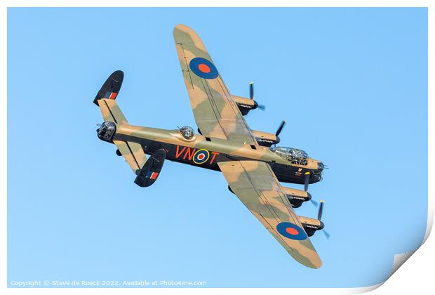 Avro Lancaster of BBMF banks round for a landing. Print by Steve de Roeck