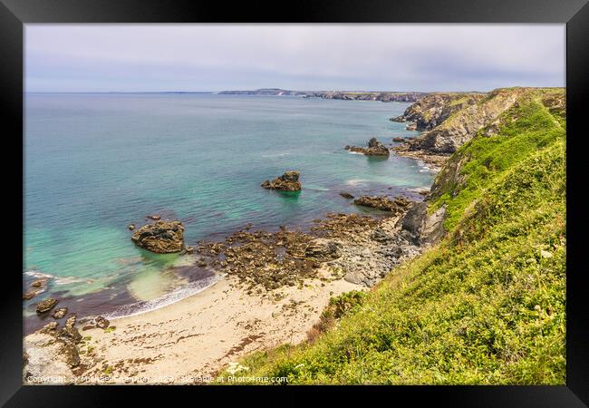 North Cornwall Coastline near Hell's Mouth Framed Print by Michael Shannon
