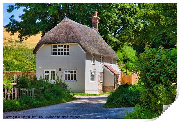 Idyllic Thatched Cottage in Dorset Print by Martin Day
