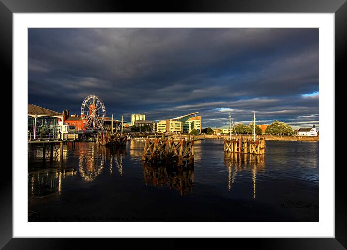 Cardiff Bay on a stormy late evening light Framed Mounted Print by Jenny Hibbert
