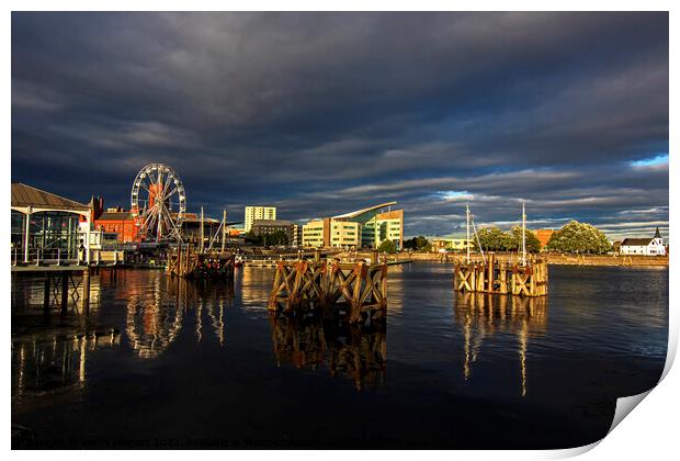 Cardiff Bay on a stormy late evening light Print by Jenny Hibbert