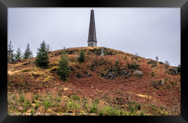 Murray's Monument on top of a hill overlooking the Galloway Forest, Scotland Framed Print by SnapT Photography