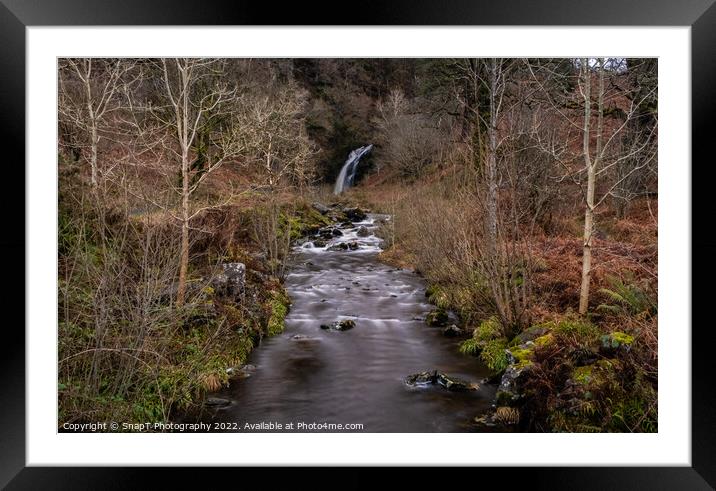 Grey Mare's Tail Waterfall and burn in winter, Galloway Forest Park, Scotland Framed Mounted Print by SnapT Photography