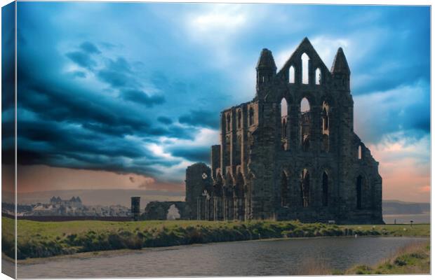 Whitby Abbey Before The Storm Canvas Print by J Biggadike