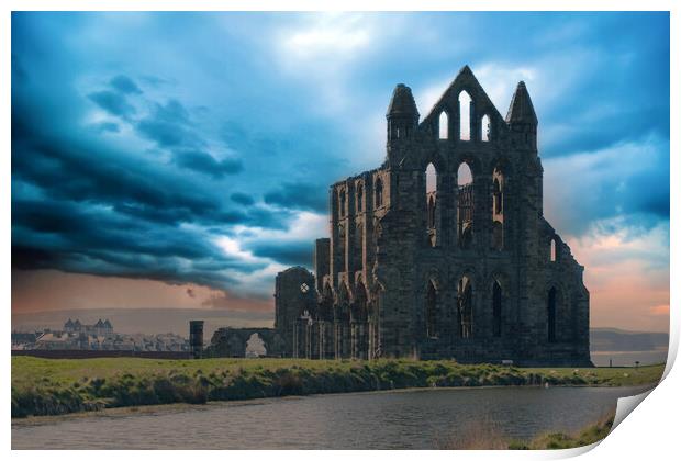 Whitby Abbey Before The Storm Print by J Biggadike