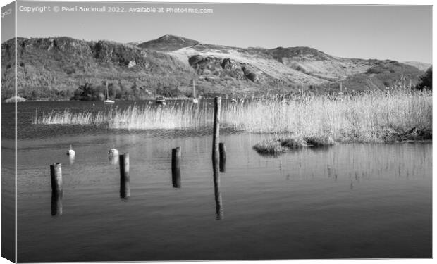 Derwent Water Lake District Black and White Canvas Print by Pearl Bucknall
